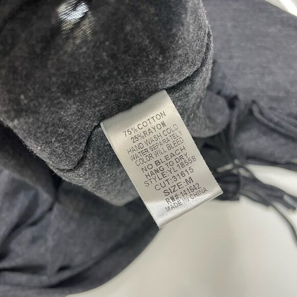 YA Los Angeles Fringe Top Women Medium Gray Long Sleeve - Picture 4 of 5